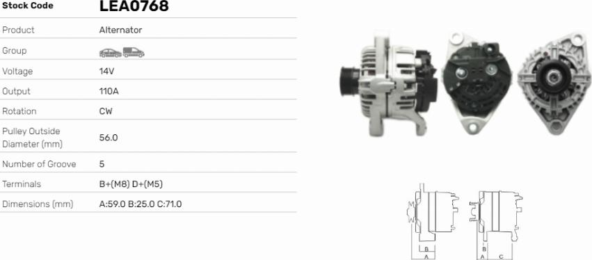 LE Part LEA0768 - Generator / Alternator aaoparts.ro