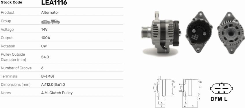 LE Part LEA1116 - Generator / Alternator aaoparts.ro