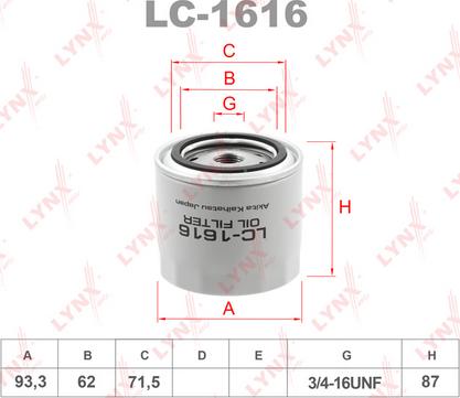 LYNXauto LC-1616 - Filtru ulei aaoparts.ro