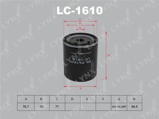 LYNXauto LC-1610 - Filtru ulei aaoparts.ro