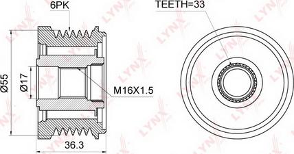 LYNXauto PA-1074 - Fulie, alternator aaoparts.ro