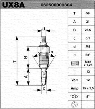 Magneti Marelli 062500000304 - Bujie incandescenta aaoparts.ro