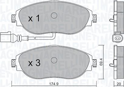 Magneti Marelli 363916060888 - Set placute frana,frana disc aaoparts.ro