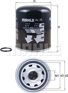 MAHLE AL 26 - Element filtrant uscator aer, compresor aaoparts.ro