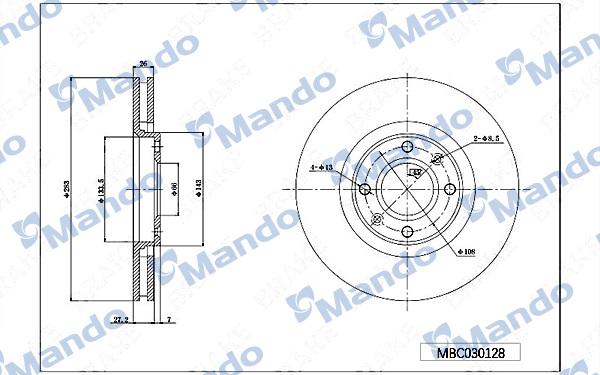 Mando MBC030128 - Disc frana aaoparts.ro