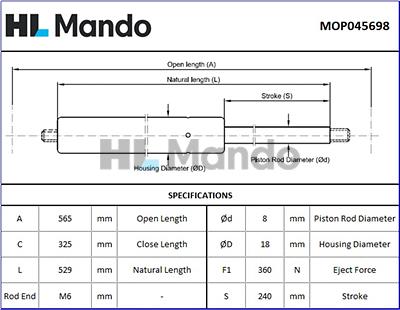 Mando MOP045698 - Amortizor portbagaj aaoparts.ro