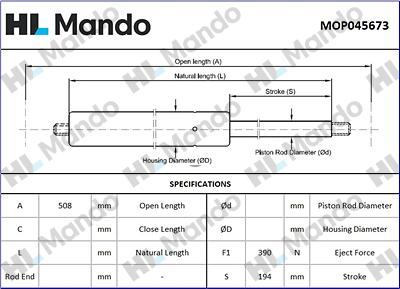 Mando MOP045673 - Amortizor portbagaj aaoparts.ro