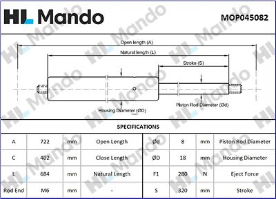 Mando MOP045082 - Amortizor portbagaj aaoparts.ro