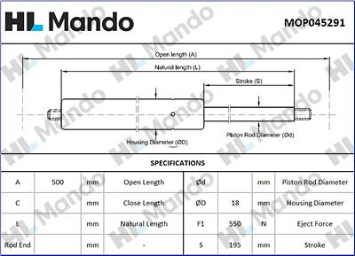 Mando MOP045291 - Amortizor portbagaj aaoparts.ro