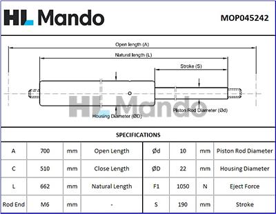 Mando MOP045242 - Amortizor portbagaj aaoparts.ro