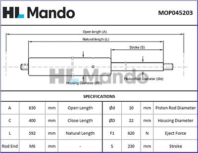 Mando MOP045203 - Amortizor portbagaj aaoparts.ro
