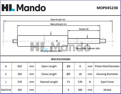 Mando MOP045238 - Amortizor portbagaj aaoparts.ro