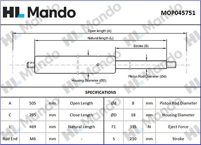 Mando MOP045751 - Amortizor portbagaj aaoparts.ro