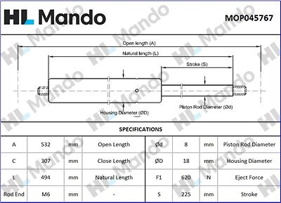 Mando MOP045767 - Amortizor portbagaj aaoparts.ro