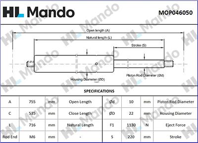 Mando MOP046050 - Amortizor portbagaj aaoparts.ro