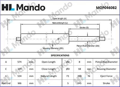 Mando MOP046082 - Amortizor portbagaj aaoparts.ro