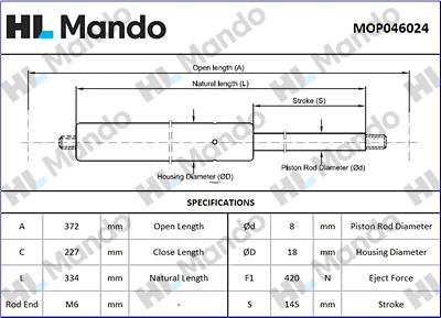 Mando MOP046024 - Amortizor portbagaj aaoparts.ro