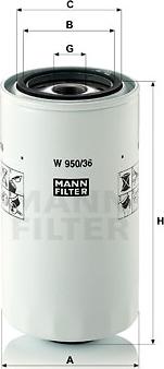 Mann-Filter W 950/36 - Filtru ulei aaoparts.ro