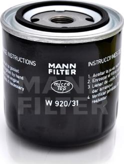 Mann-Filter W 920/31 - Filtru ulei aaoparts.ro