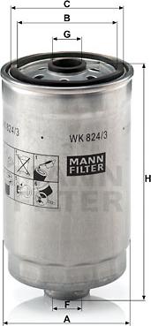 Mann-Filter WK 824/3 - Filtru combustibil aaoparts.ro