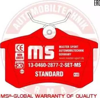 MASTER-SPORT GERMANY 13046028772-SET-MS - Set placute frana,frana disc aaoparts.ro