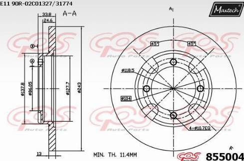 Maxtech 855004.0000 - Disc frana aaoparts.ro