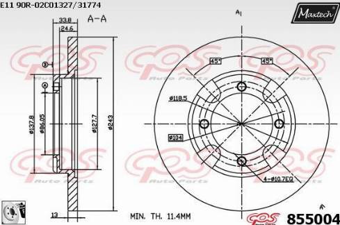 Maxtech 855004.0080 - Disc frana aaoparts.ro