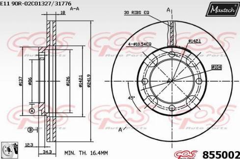 Maxtech 855002.0080 - Disc frana aaoparts.ro