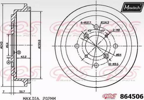 Maxtech 864506.0000 - Tambur frana aaoparts.ro