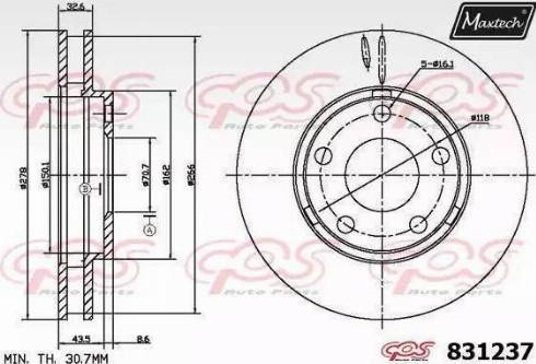 Maxtech 831237.6980 - Disc frana aaoparts.ro