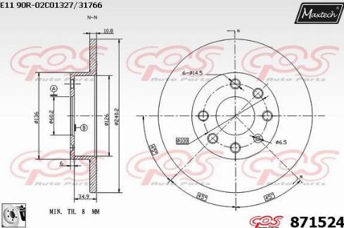 Maxtech 871524.0080 - Disc frana aaoparts.ro