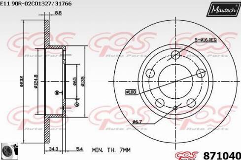Maxtech 871040.0060 - Disc frana aaoparts.ro