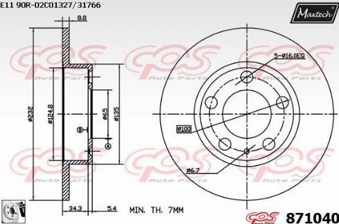 Maxtech 871040.0080 - Disc frana aaoparts.ro