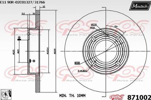 Maxtech 871002.0080 - Disc frana aaoparts.ro