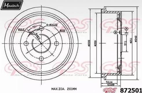 Maxtech 872501.0000 - Tambur frana aaoparts.ro
