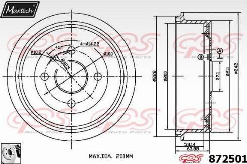 Maxtech 872501.0080 - Tambur frana aaoparts.ro