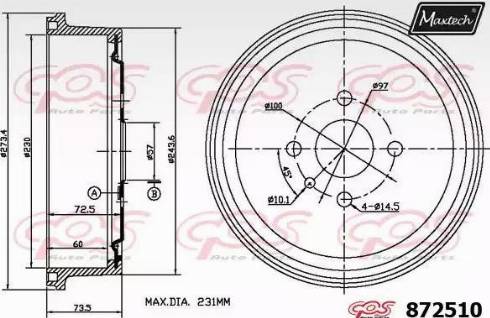 Maxtech 872510.0000 - Tambur frana aaoparts.ro