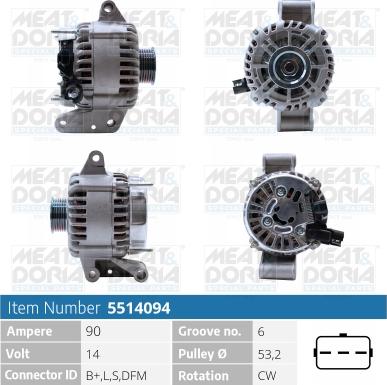 Meat & Doria 5514094 - Generator / Alternator aaoparts.ro