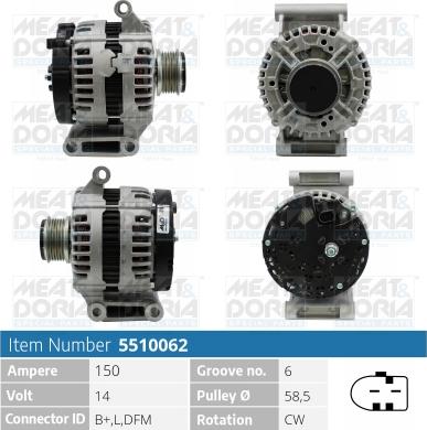 Meat & Doria 5510062 - Generator / Alternator aaoparts.ro