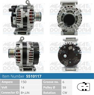 Meat & Doria 5510117 - Generator / Alternator aaoparts.ro