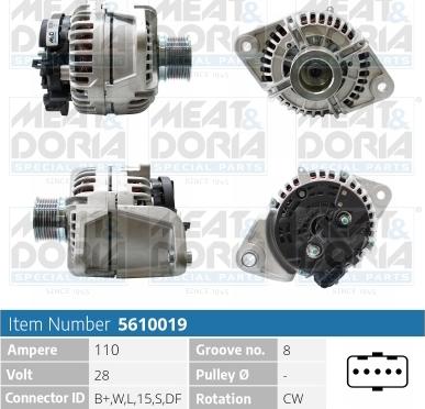 Meat & Doria 5610019 - Generator / Alternator aaoparts.ro