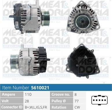 Meat & Doria 5610021 - Generator / Alternator aaoparts.ro