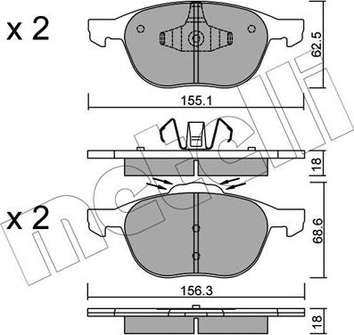 Metelli 22-0534-1 - Set placute frana,frana disc aaoparts.ro