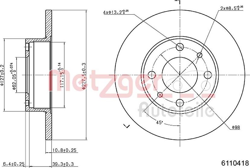 Metzger 6110418 - Disc frana aaoparts.ro