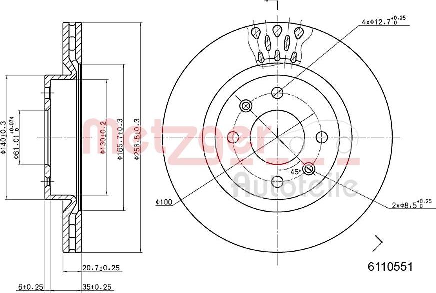 Metzger 6110551 - Disc frana aaoparts.ro