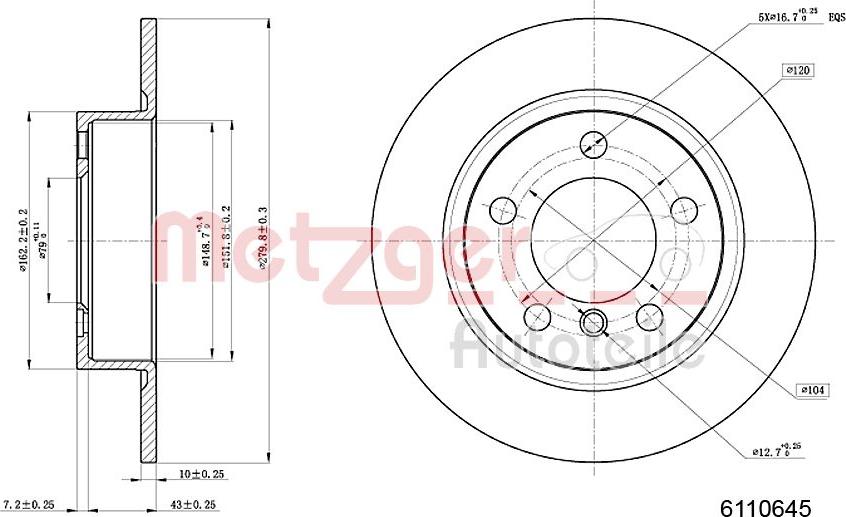 Metzger 6110645 - Disc frana aaoparts.ro