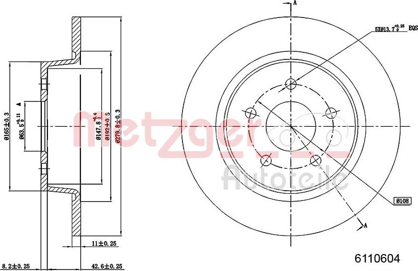 Metzger 6110604 - Disc frana aaoparts.ro