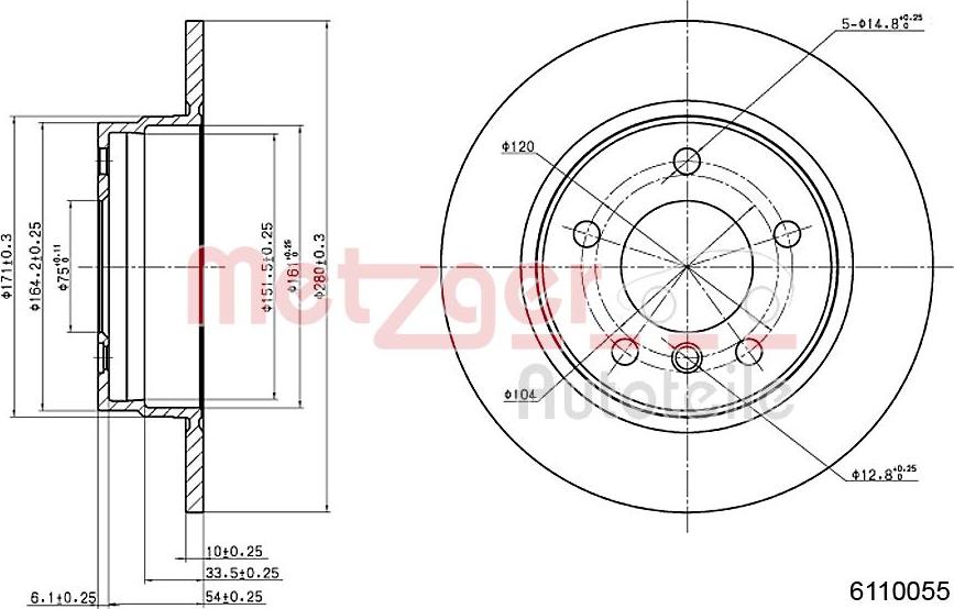 Metzger 6110055 - Disc frana aaoparts.ro