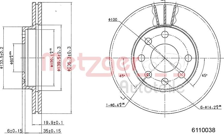 Metzger 6110038 - Disc frana aaoparts.ro