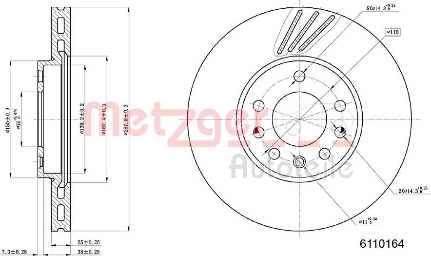Metzger 6110164 - Disc frana aaoparts.ro